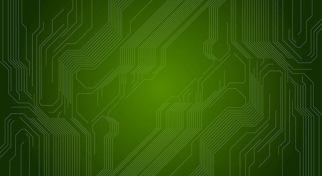 Circuito verde circuito chip linee sfondo tecnologia progettazione grafica vettoriale