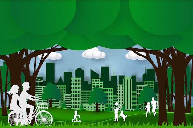 Green city concept eco friendly. arts, crafts & paper