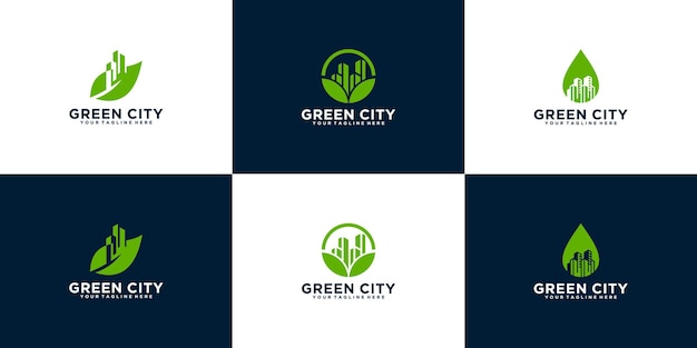 Collezione di ispirazione per il design del logo della città verde