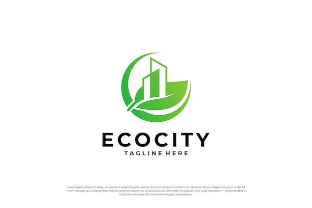 Дизайн логотипа зеленого города Значок символа для жилой квартиры и города