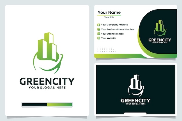 Green city ,nature construction, logo design and business card