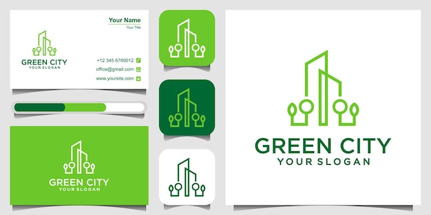 Green city real estate logo design vector template