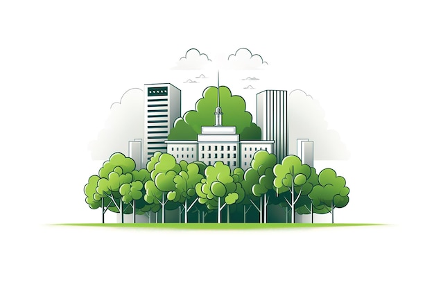 Green city silhouette cityscapes vector