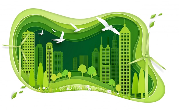 Green city with building and ecology idea