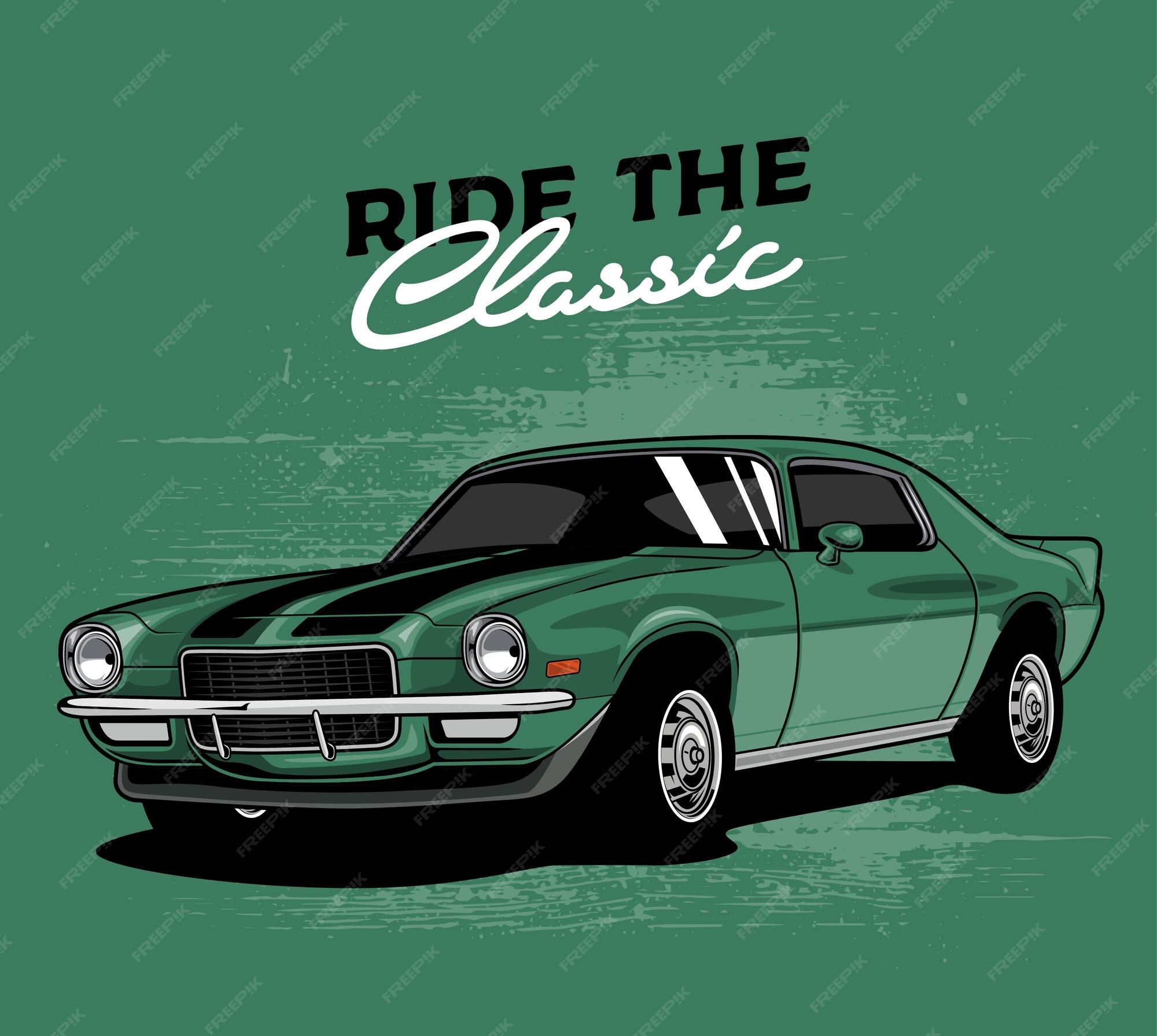 Premium Vector | Green classic car