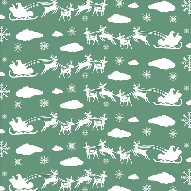 Green claus christmas pattern hand drawn icon set background
