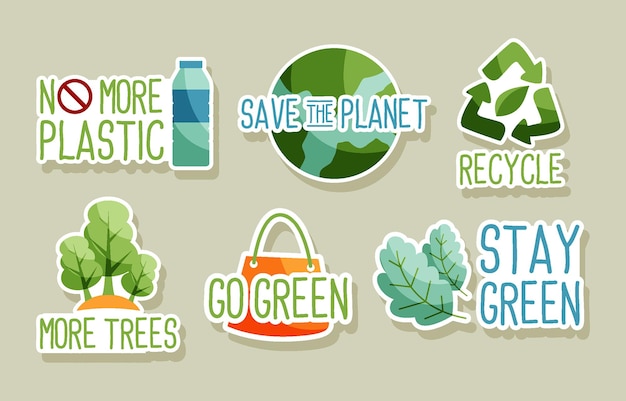 green clean eco technology sticker set