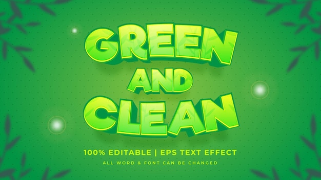 Green and clean editable 3d vector text style effect. editable illustrator text style.