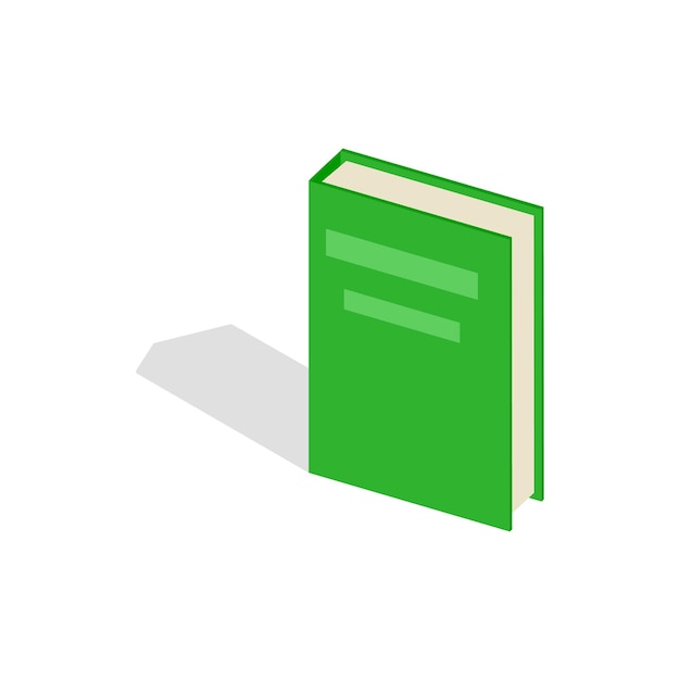 Green closed book icon in isometric 3d style on a white background