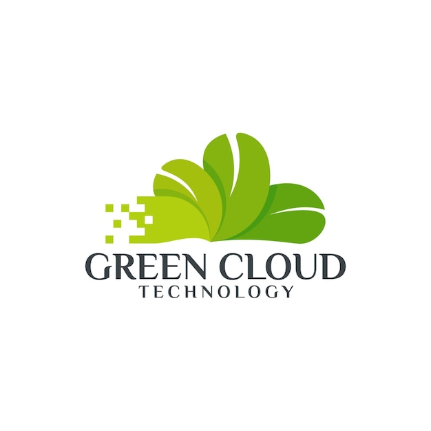 Green cloud logo met bladelement vectorillustratie