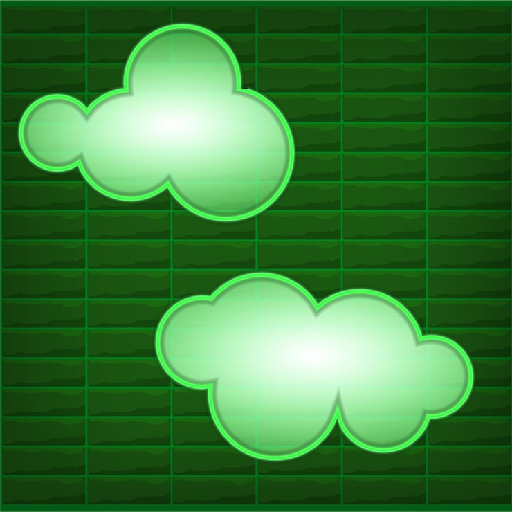 Vector green cloud neon line isolated vector illustration with shiny glow effect