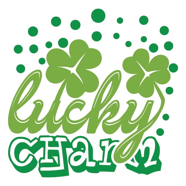 A green clover and four leaf clovers on a white background