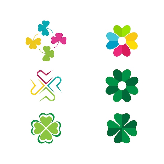 Green Clover Leaf icon Template Design Vector