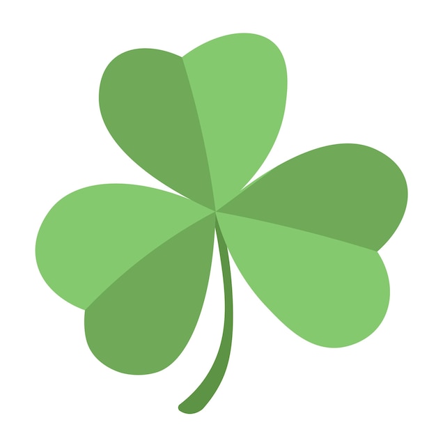 Vector green clover shamrock on white background in flat style