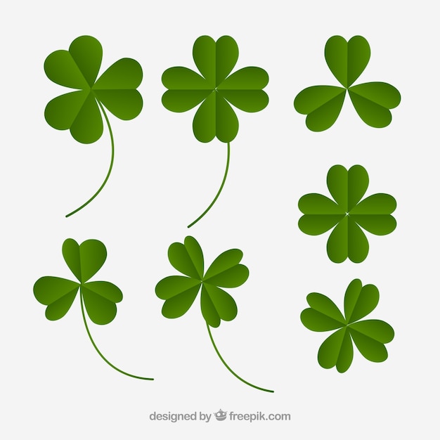 Vector green clover silhouettes