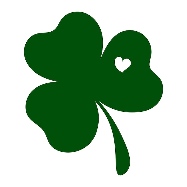 Вектор Зеленый клевер с маленьким сердцем, изолированным на прозрачном фоне счастливого дня святого патрика вектор
