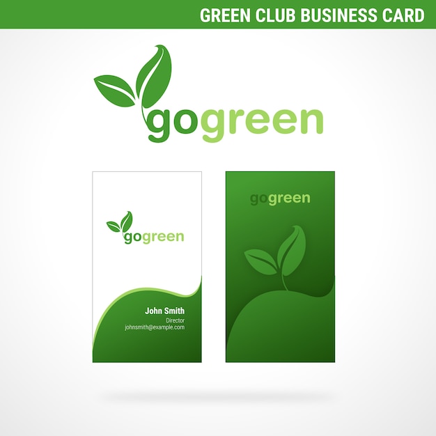 Green club business card with logo