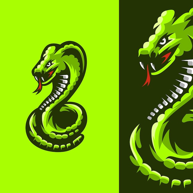 Green cobra snake illustration