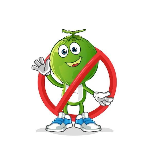 Green coconut head cartoon ban. cartoon vector mascot