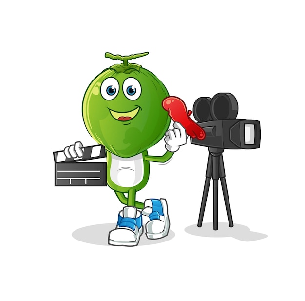 green coconut head cartoon director mascot. cartoon vector