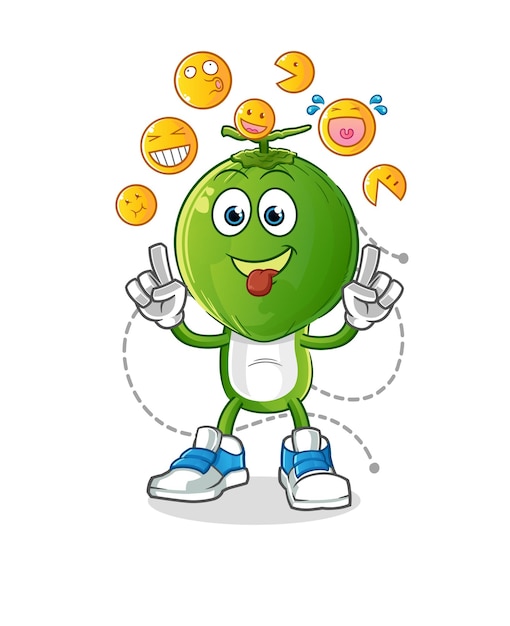 green coconut head cartoon laugh and mock character. cartoon vector