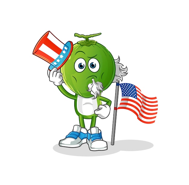 Green coconut head cartoon uncle sam character. cartoon mascot vector