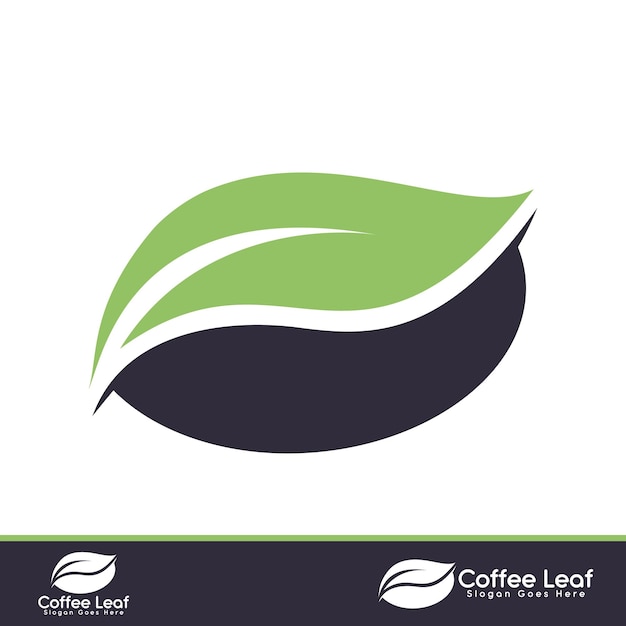 Зеленый кофе и чай Дизайн логотипа Шаблон органического кофе для логотипа