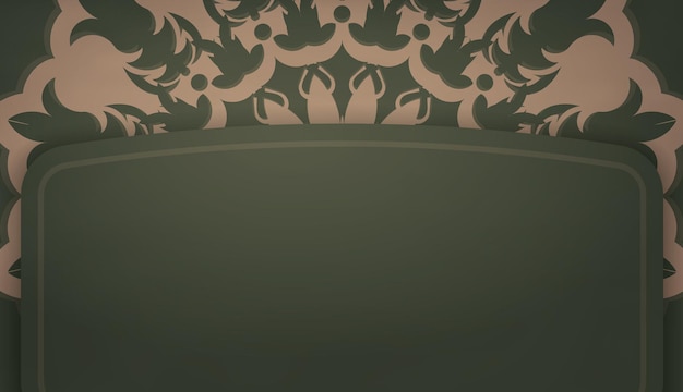 Green color background with greek brown pattern for design under your logo or text