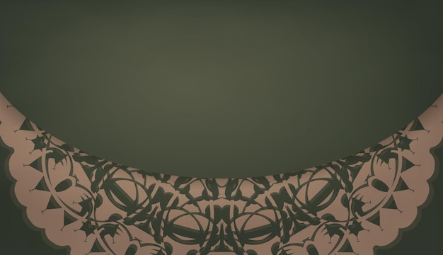 로고 아래 디자인을 위한 그리스 갈색 패턴이 있는 녹색 색상 배너 템플릿