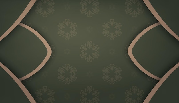 로고 디자인을 위한 고급 갈색 패턴이 있는 녹색 배너 템플릿
