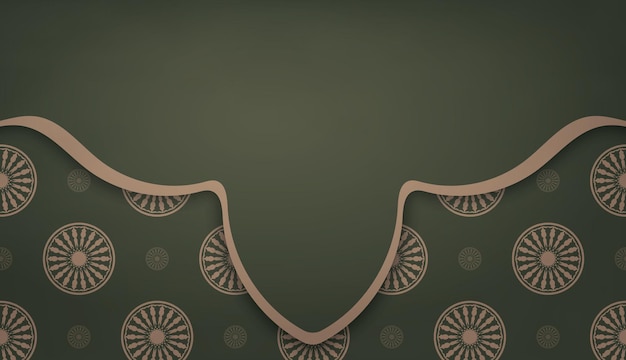 Баннер зеленого цвета с абстрактным коричневым узором для дизайна логотипа