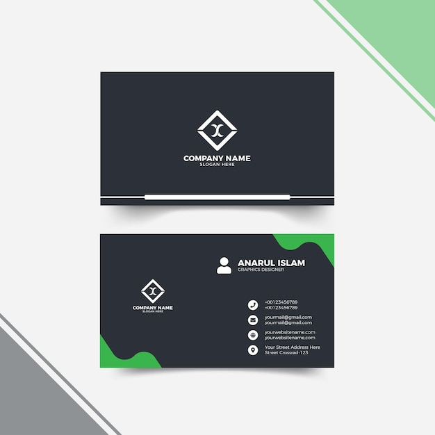 Green Color Business Card Design Template