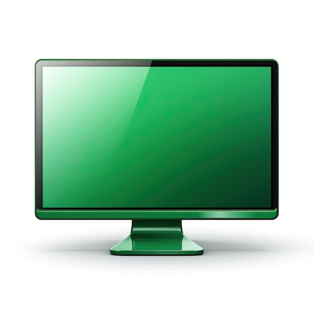 Vector green color computer flat vector white background isolate