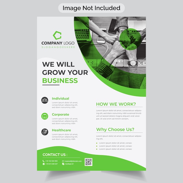 Vector green color corporate business flyer