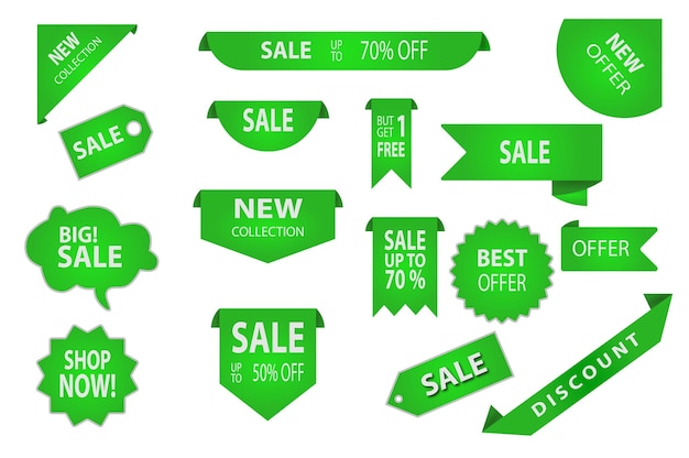 Vector green color coupon shape design template. best discount and best shopping