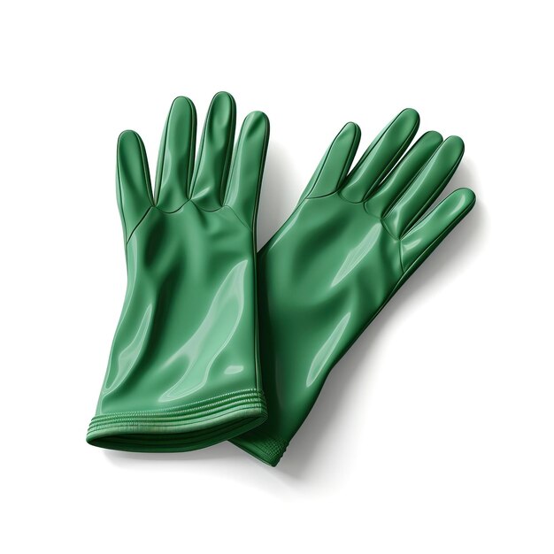 Green color Gloves 3D vector white background isolated hi