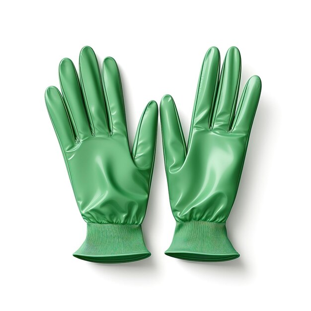 Vector green color gloves flat vector white background isolated