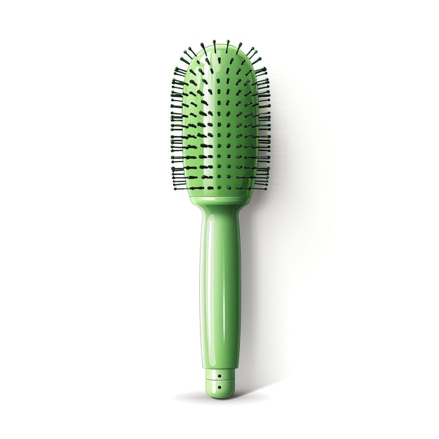 Green color hairbrush flat vector white background isolat