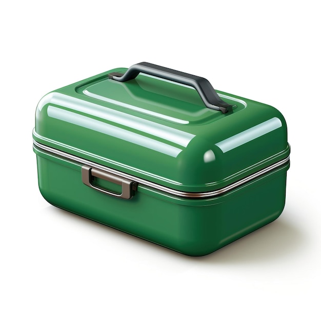 Green color Lunchbox isometric vector white background is