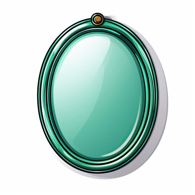 Green color Mirror cartoon vector white background isolat