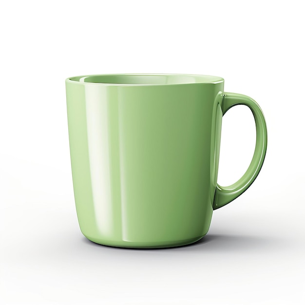 Green color Mug flat vector white background isolated hig