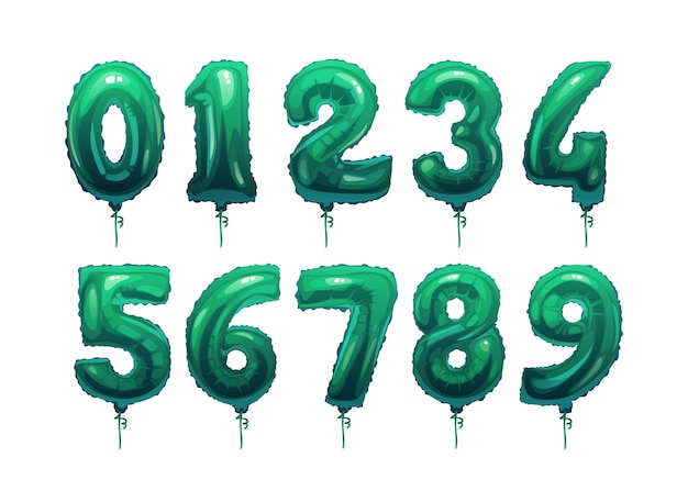 Green color numbers helium foil latex balloons