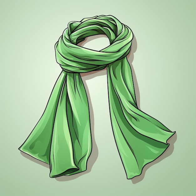 Colore verde scarf vettoriale disegnato a mano sfondo bianco isolato