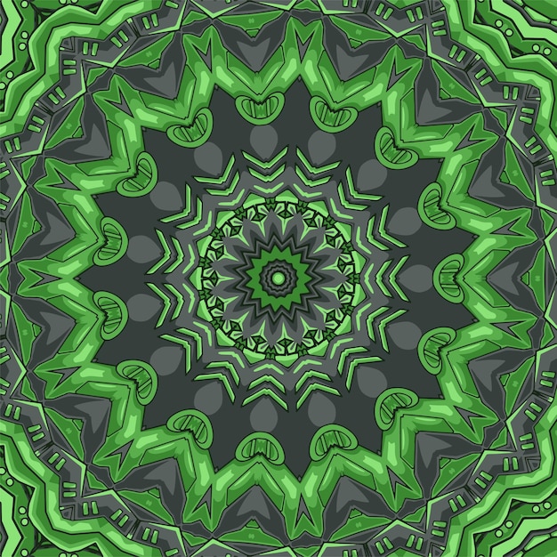 Modello senza cuciture di colore verde con illustrazione vettoriale di ornamento mandala