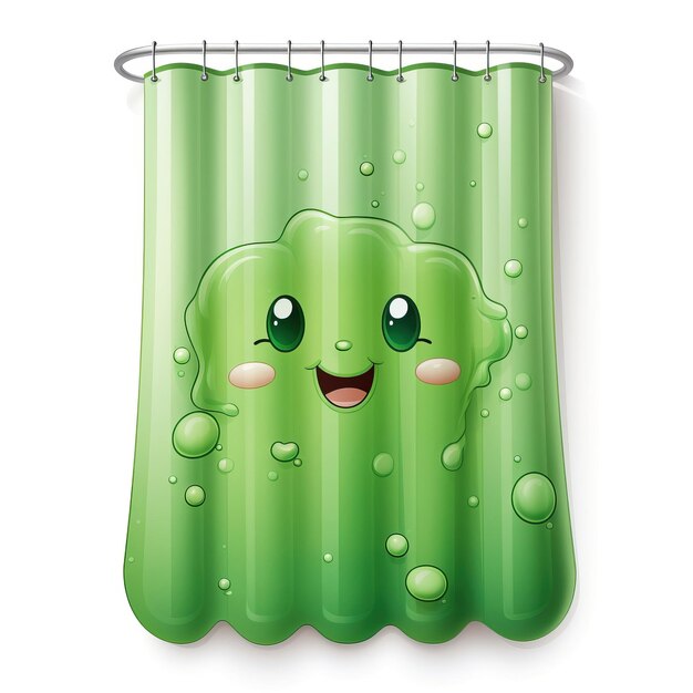 Vettore colore verde cortina da doccia cartone animato vettoriale sfondo bianco