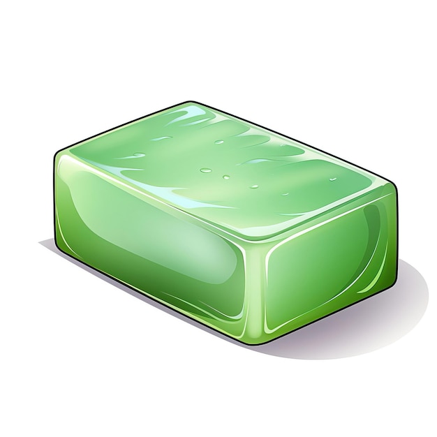 Green color Soap cartoon vector white background isolated