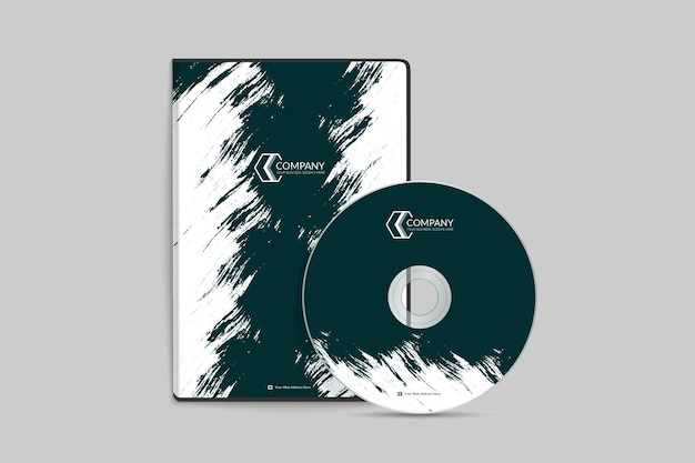 Vettore design della copertina del dvd con texture splatter di colore verde