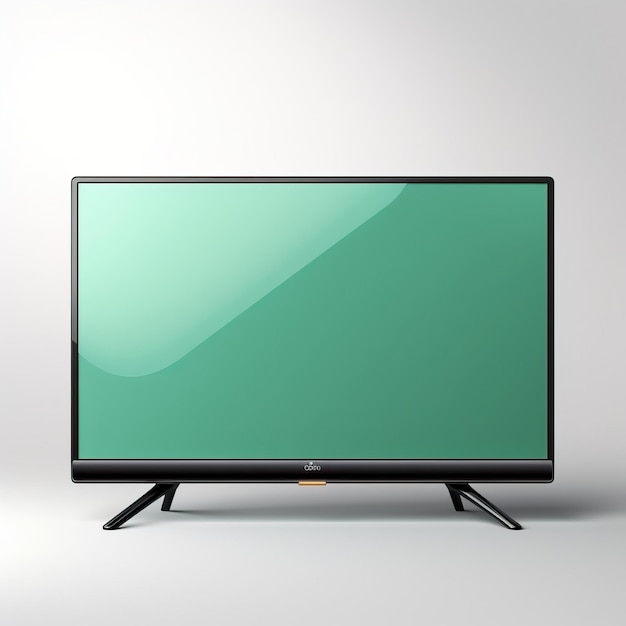 Green color television flat vector white background isola