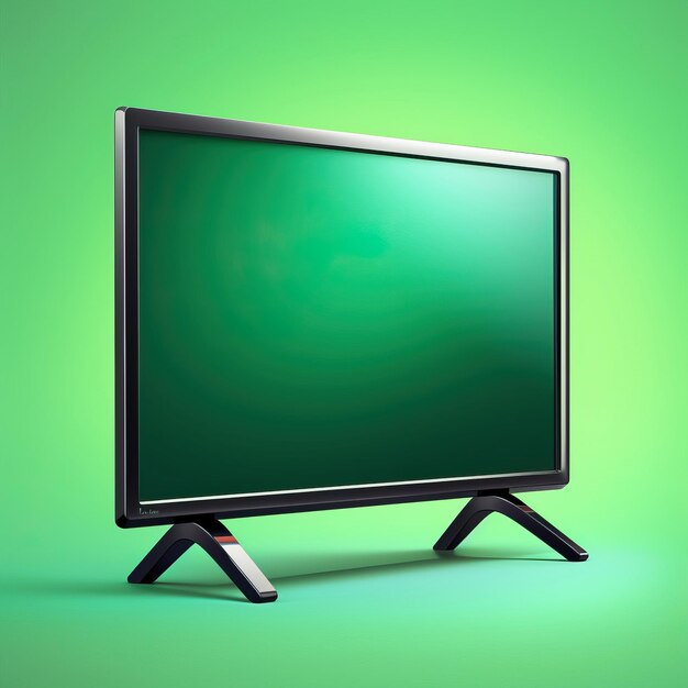 Green color Television isometric vector white background