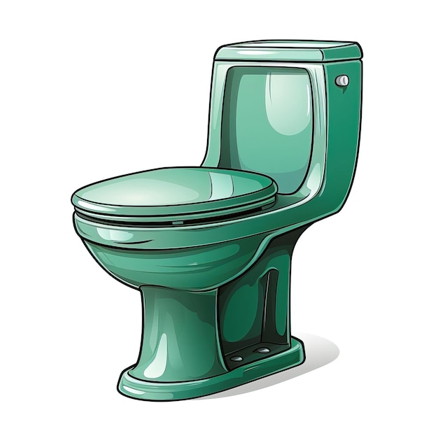 Green color Toilet cartoon vector white background isolat